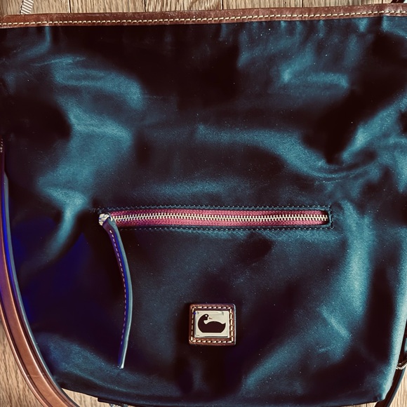 Dooney & Bourke Black with Brown Nylon Crossbody Hobo Bag.   NWOT - Picture 7 of 10